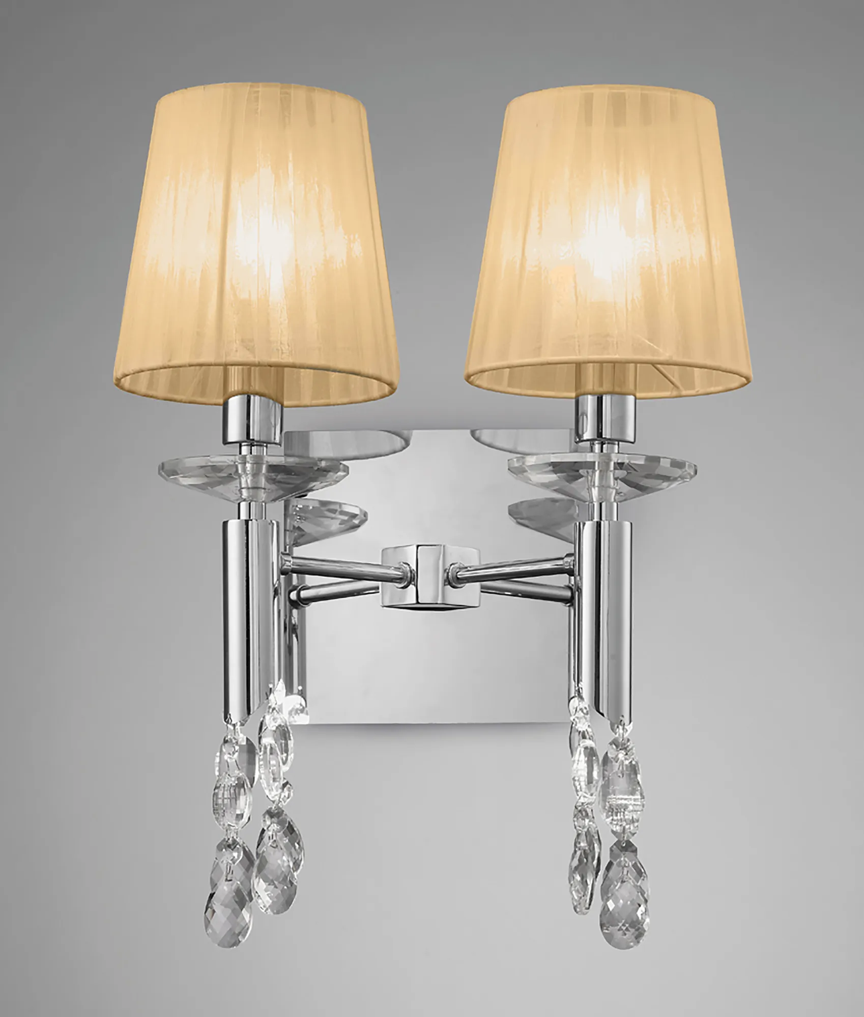 Tiffany Polished Chrome-Soft Bronze Crystal Wall Lights Mantra Shaded Wall Lights Tiffany Polished Chrome-Soft Bronze Crystal Wall Lights Mantra Shaded Wall Lights